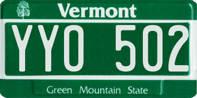 VT license plate YYO502