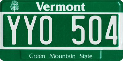 VT license plate YYO504