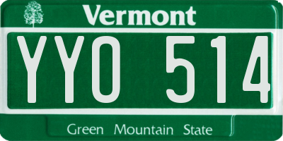 VT license plate YYO514