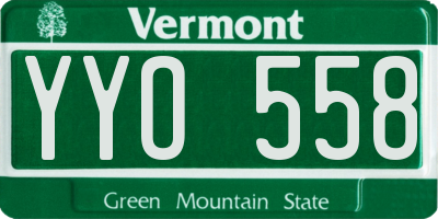 VT license plate YYO558