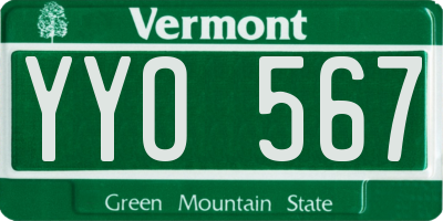 VT license plate YYO567