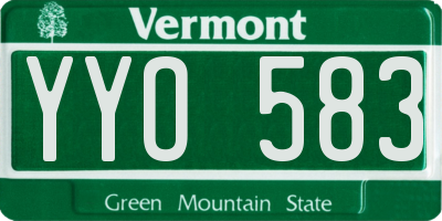 VT license plate YYO583