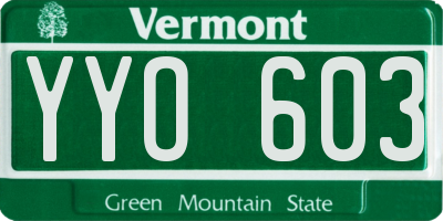 VT license plate YYO603