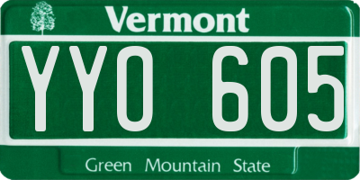 VT license plate YYO605