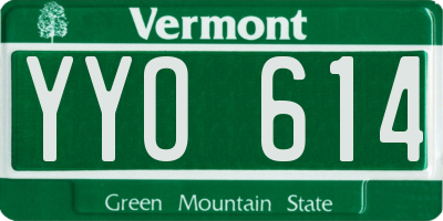 VT license plate YYO614