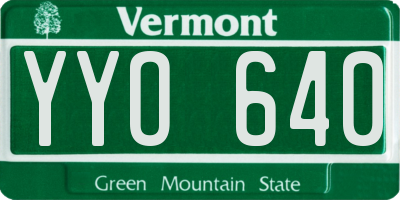 VT license plate YYO640