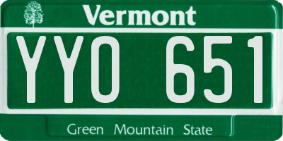 VT license plate YYO651