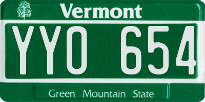 VT license plate YYO654