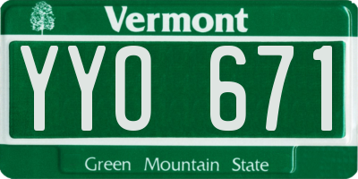 VT license plate YYO671