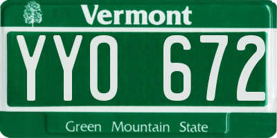 VT license plate YYO672