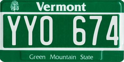 VT license plate YYO674