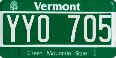 VT license plate YYO705