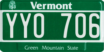 VT license plate YYO706