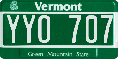 VT license plate YYO707