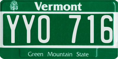 VT license plate YYO716