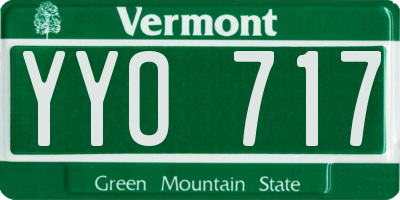 VT license plate YYO717