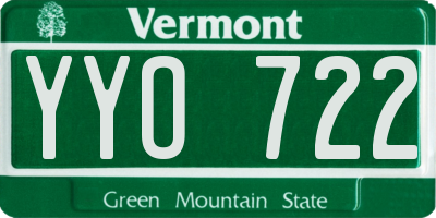 VT license plate YYO722