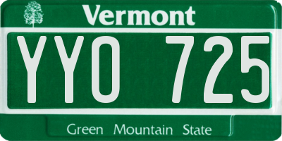 VT license plate YYO725