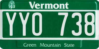 VT license plate YYO738