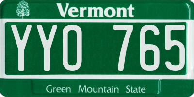 VT license plate YYO765