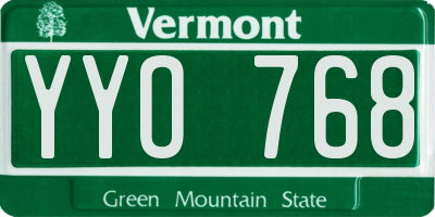 VT license plate YYO768