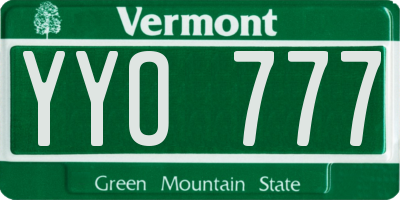 VT license plate YYO777