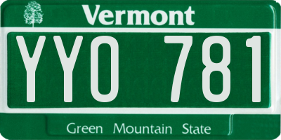 VT license plate YYO781
