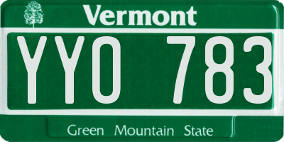 VT license plate YYO783