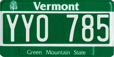 VT license plate YYO785