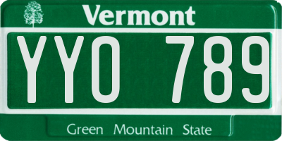 VT license plate YYO789