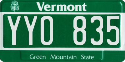 VT license plate YYO835