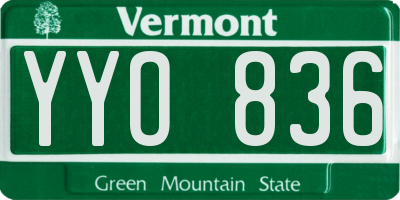 VT license plate YYO836
