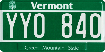 VT license plate YYO840