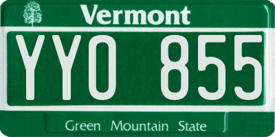 VT license plate YYO855