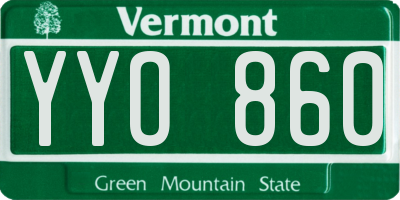 VT license plate YYO860