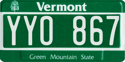 VT license plate YYO867