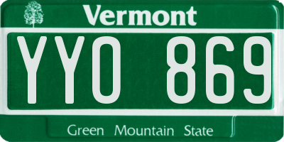VT license plate YYO869