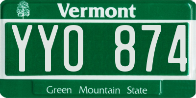 VT license plate YYO874