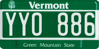 VT license plate YYO886