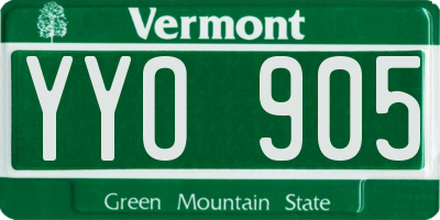 VT license plate YYO905