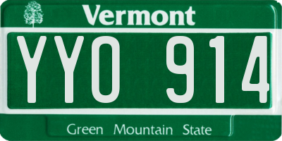 VT license plate YYO914