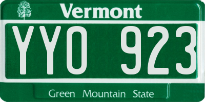 VT license plate YYO923