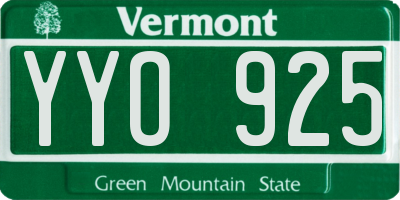 VT license plate YYO925