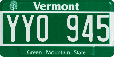 VT license plate YYO945