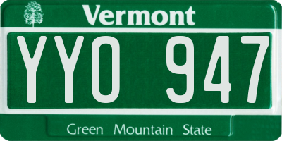 VT license plate YYO947