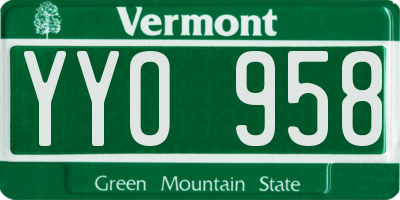 VT license plate YYO958