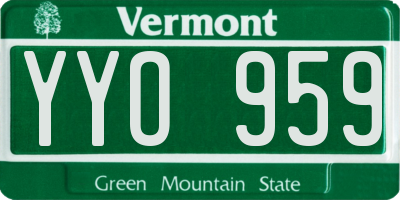 VT license plate YYO959