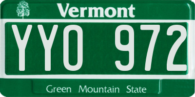 VT license plate YYO972