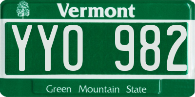VT license plate YYO982