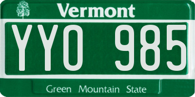 VT license plate YYO985